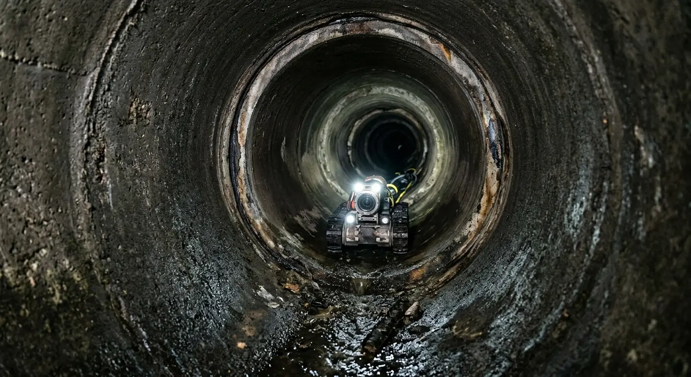 Robotic sewer camera inspecting pipe interior for Sewer Line Cleaning in Benton Harbor